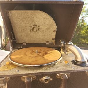 Vintage Portable Record Player - Brown Birch  Rare Super Old And Its A Classic